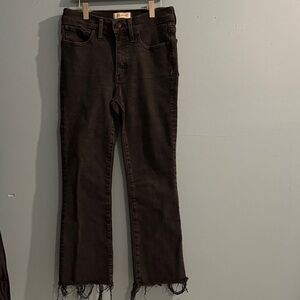 Madewell Black Flare Jeans with Frayed Hem